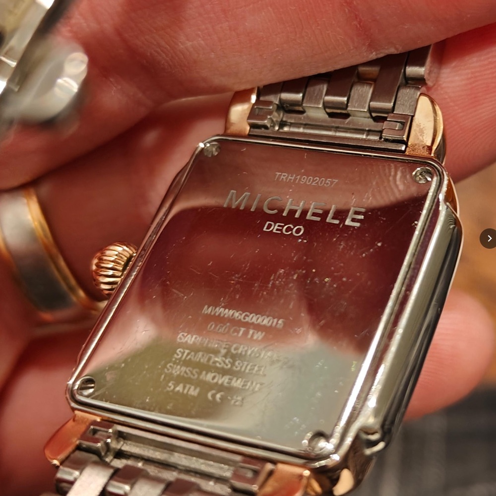 Michele Deco Madison Diamond & Two-Tone Pink Gold and Stainless Steel Watch - Picture 4 of 12